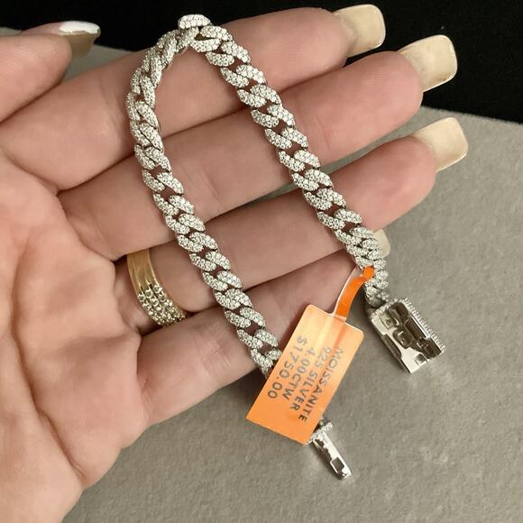 6mm Genuine Moissanite Miami Cuban Link Bracelet 8in~ NEW Retail $1,750 - Picture 13 of 16